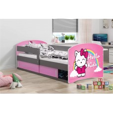 Bērnu gulta ar matraci LUKI 160x80 pelēks/hello kids